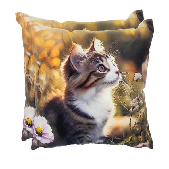 2 Dekokissen Kätzchen 40x40cm