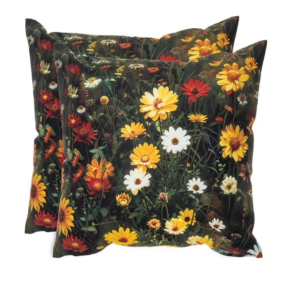 2 Dekokissen Katze & Blumen