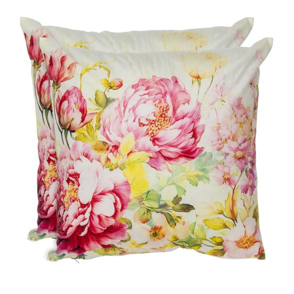 2 Dekokissen Pfingstrosen