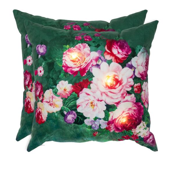 2 LED-Kissen Rosentraum 40x40cm