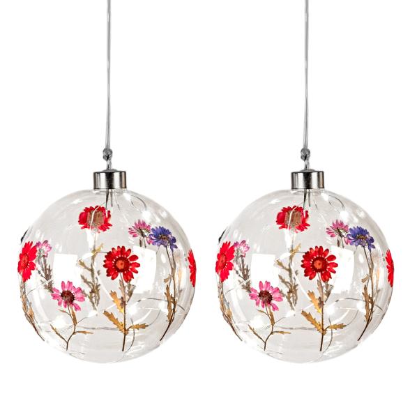 2 LED Kugeln Trockenblumen