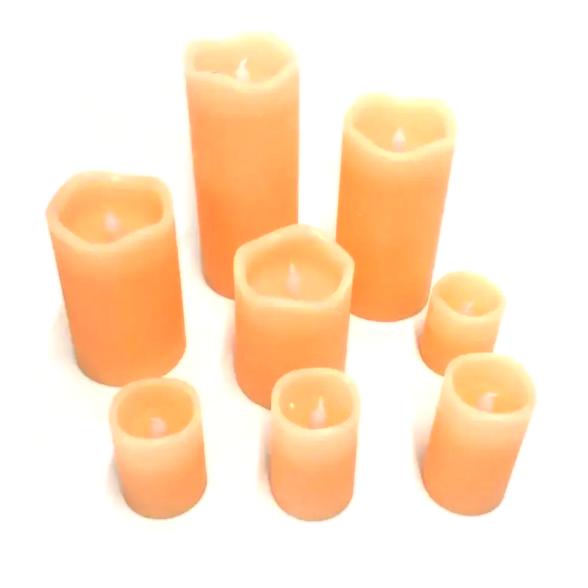 8 LED-Echtwachskerzen apricot