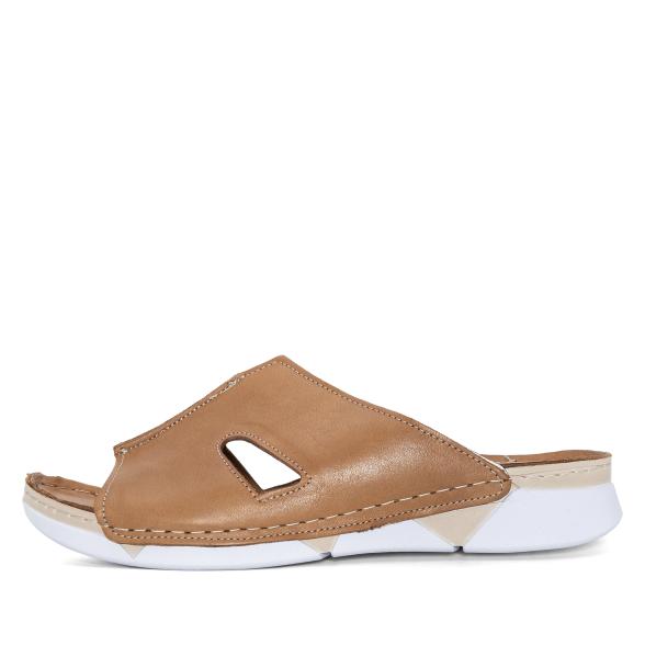Andrea Conti Damen Lederpantolette camel
