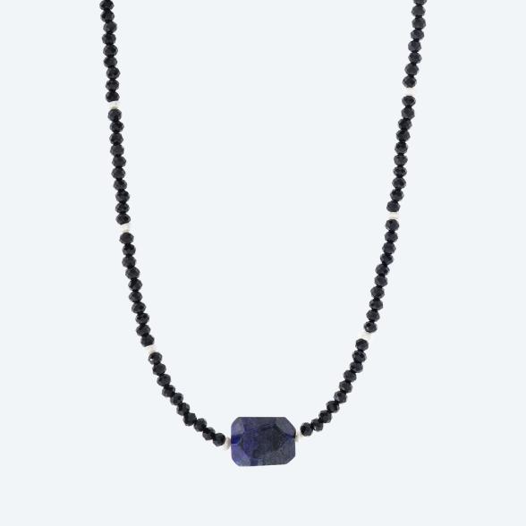 Collier Achat, Lapis gefärbt Magnetverschluß