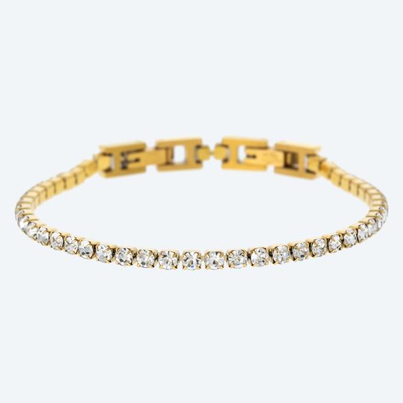 Tennis-Armband Edelstahl vergoldet Zirkonia