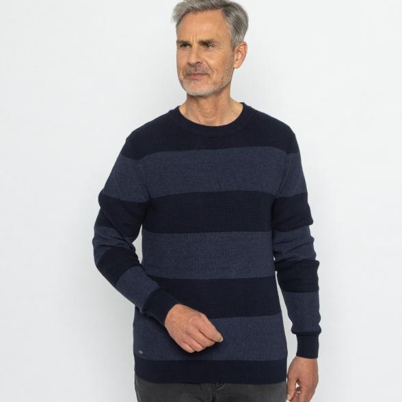 Herren-Streifen-Pullover marine/blau