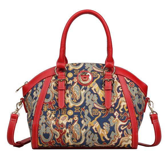 Henney Bear Henkeltasche rot/gemustert