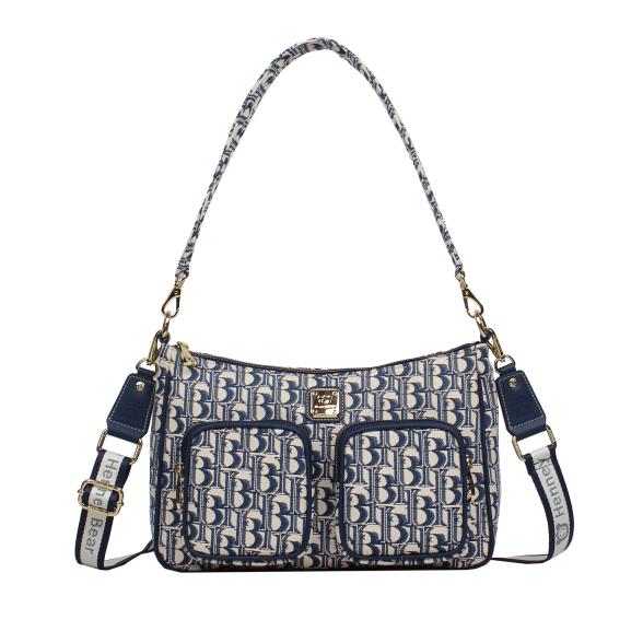 Thumbnail - Henney Bear Schultertasche creme/dunkelblau