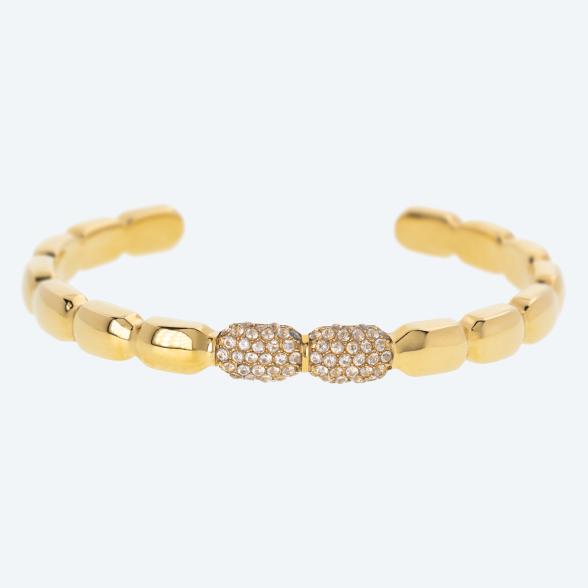 Armreif Edelstahl vergoldet Zirkonia