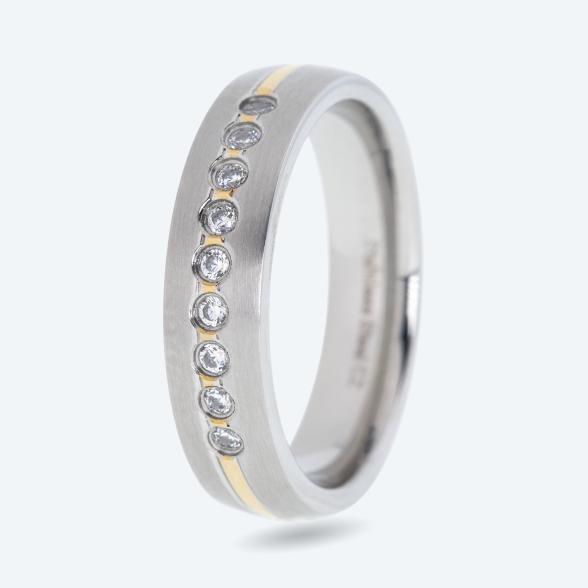 Ring Edelstahl bicolor Zirkonia