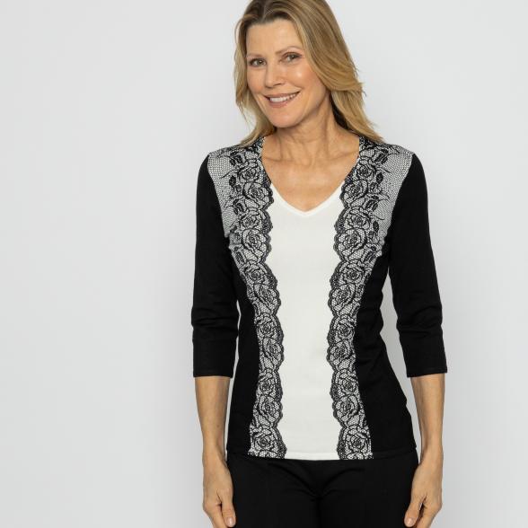 MILANO Design Damen-Pullover schwarz/weiß