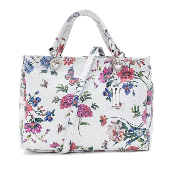 Luca Lorenzo Henkeltasche weiß mit Blumenmuster