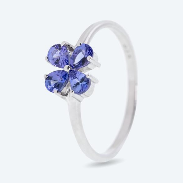 Ring 925 Sterling Silber AA Tansanit Tropfen