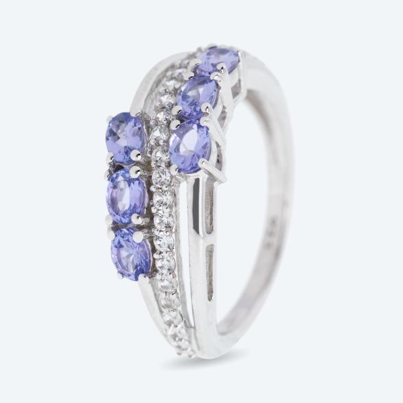 Ring 925 Sterling Silber rhodiniert Tansanit