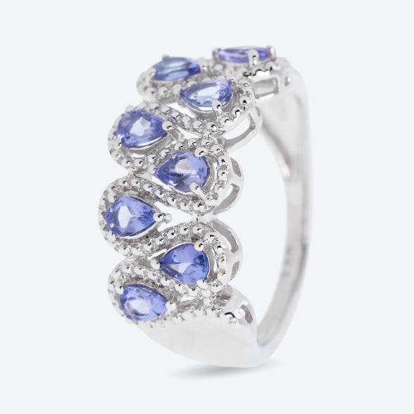 Ring 925 Sterling Silber rhodiniert Tansanit