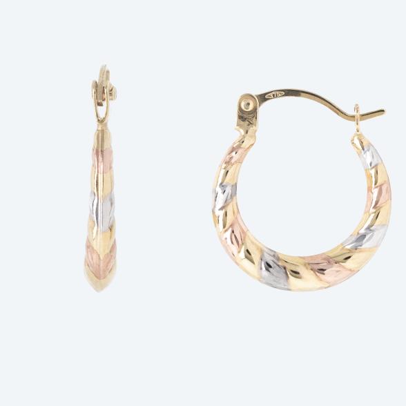 Creolen 375 Gelbgold tricolor