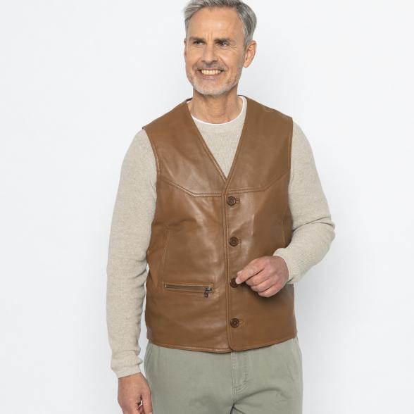 OTTO KERN Herren-Lederweste cognac