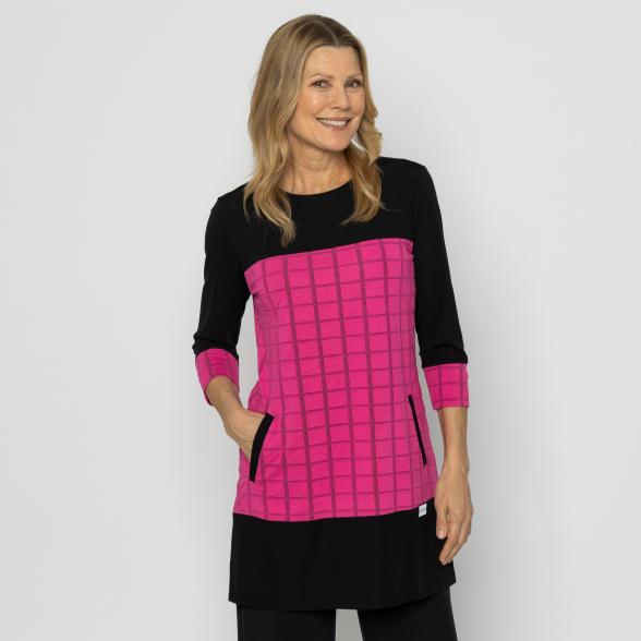 VANESSA STYLE Damen-Longshirt schwarz/pink