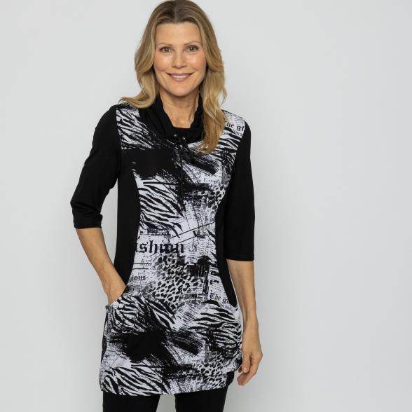 VANESSA STYLE Damen-Longshirt schwarz/weiß