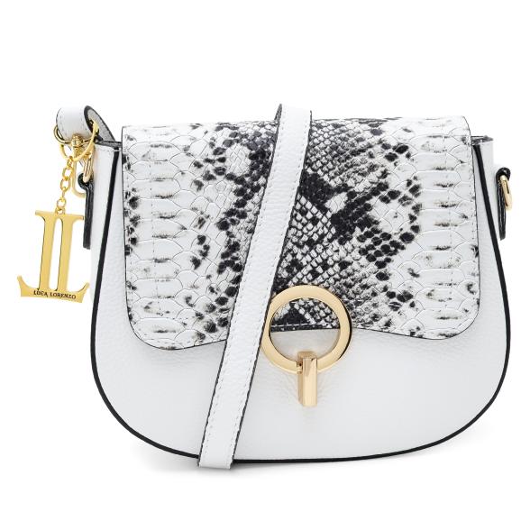 Luca Lorenzo Umhängetasche weiß & Schlangenmuster