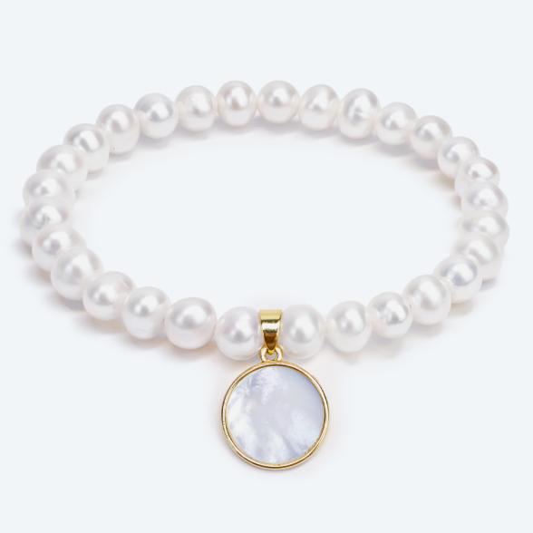 Armband Süßwasserzuchtperle, Perlmutt