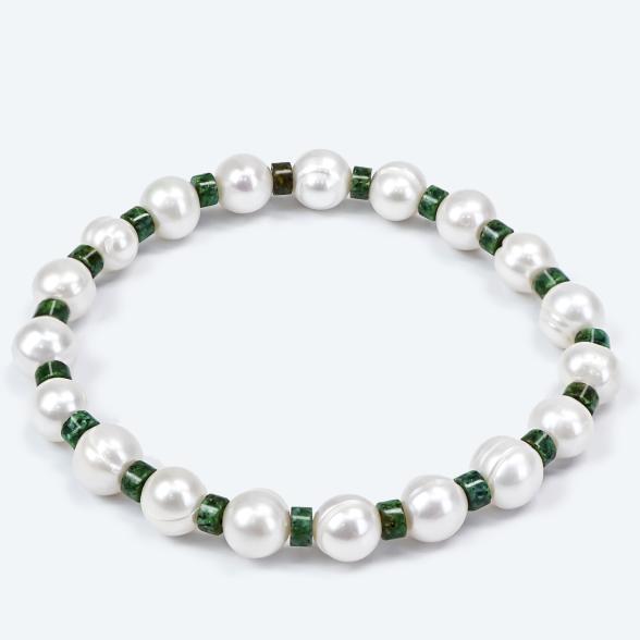 Armband Süßwasserzuchtperle, Japis grün
