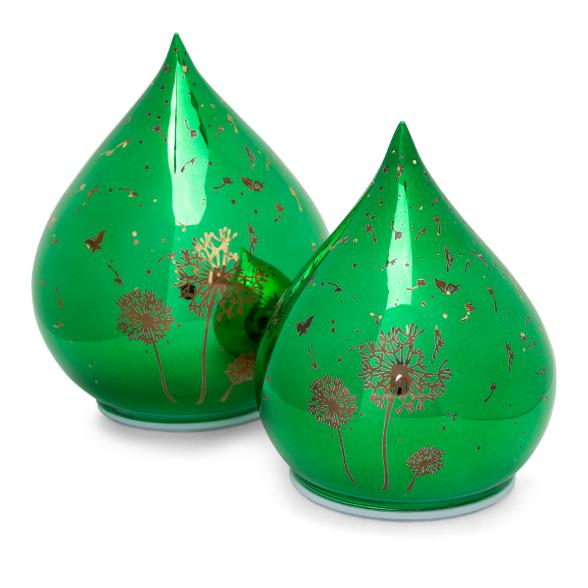 2 LED-Glastropfen Frühling