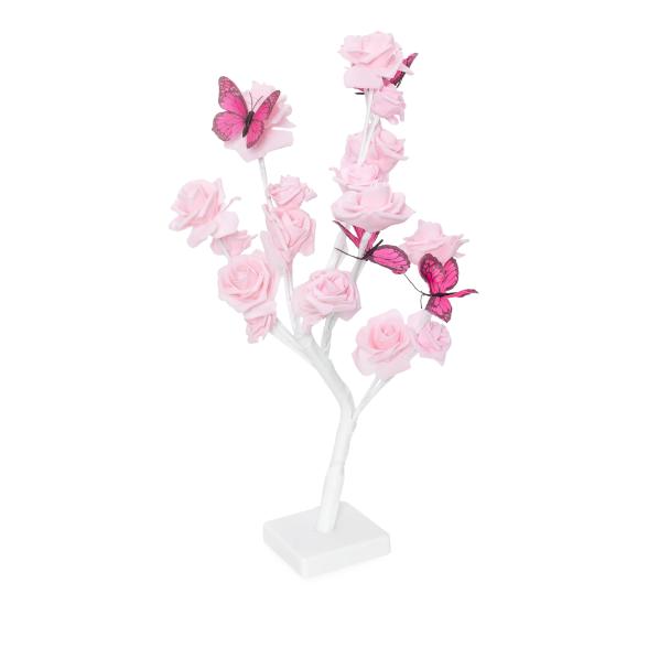 Rosenbäumchen mit LEDs rosa