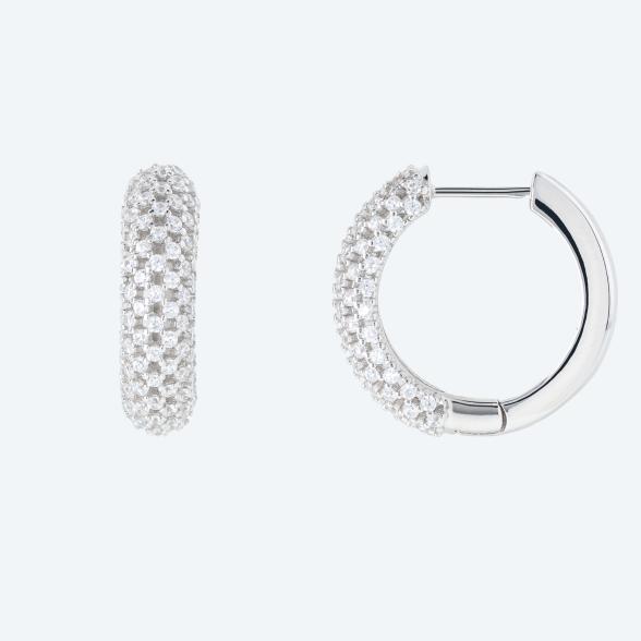 Creolen 925 Sterling Silber rhodiniert  Zirkonia