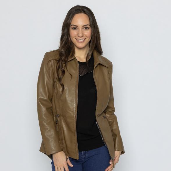 OTTO KERN Damen-Lederkurzmantel schlamm