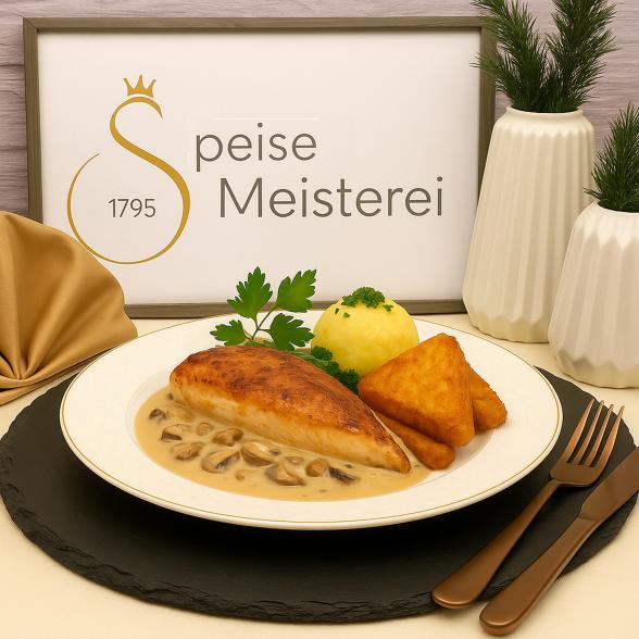 Grossmutters Hähnchenbrust in Waldpilzsosse