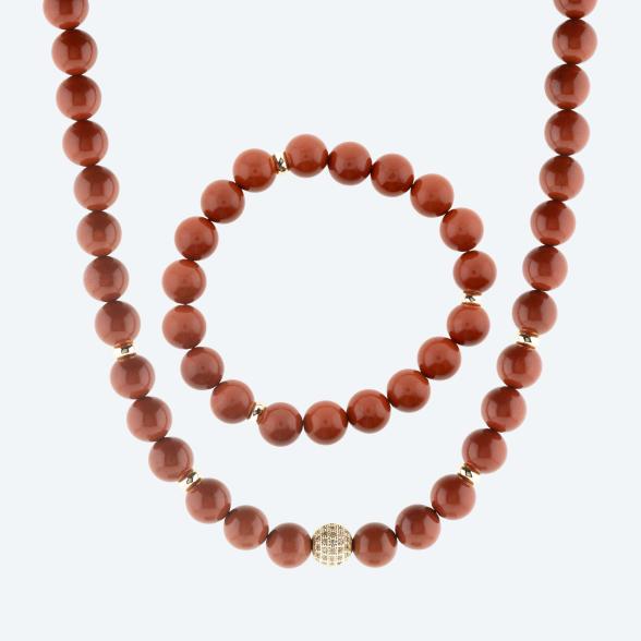 SET: Collier+Armband Jaspis rot Magnetverschluß