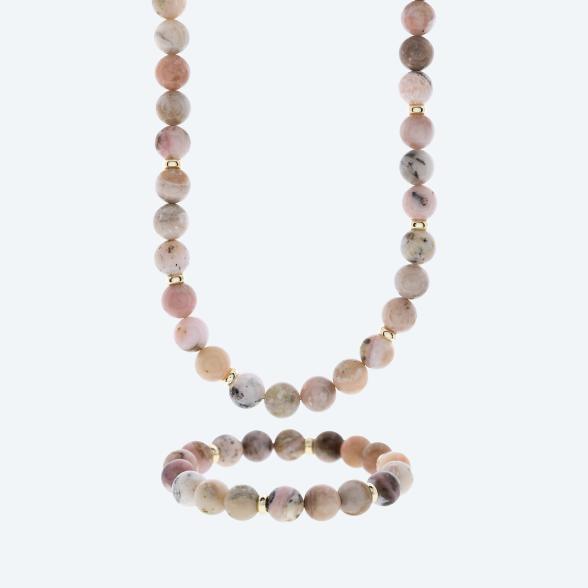SET: Collier+Armband Opal pink Magnetverschluß