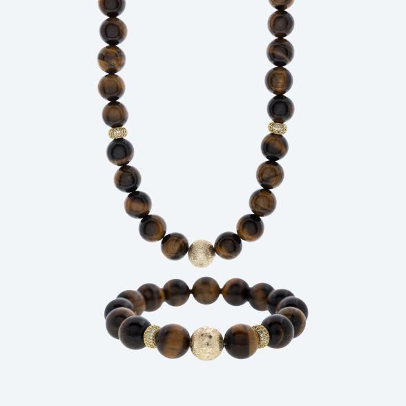 SET: Collier+Armband Tigerauge Magnetverschluß