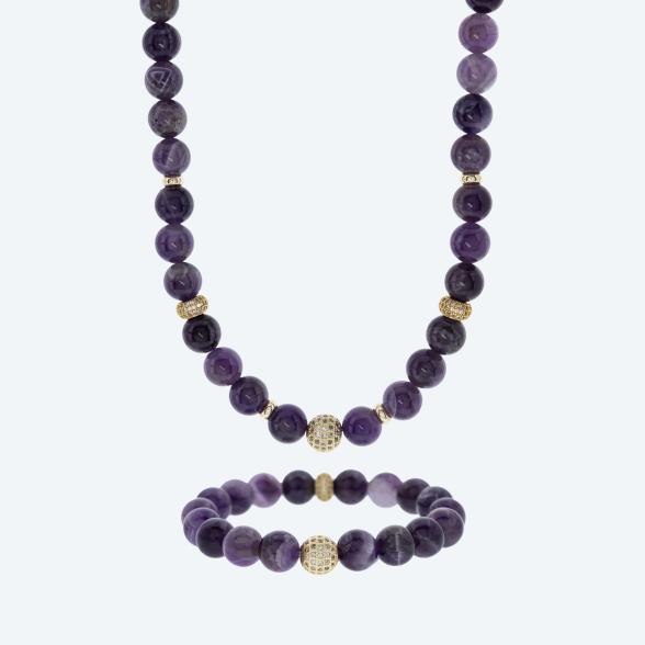 SET: Collier+Armband Amethyst Magnetverschluß