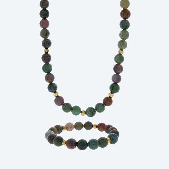 SET: Collier+Armband Achat Magnetverschluß