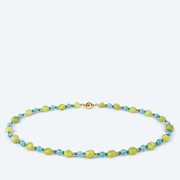 Collier Fluorit, Lemon Jade Magnetverschluß