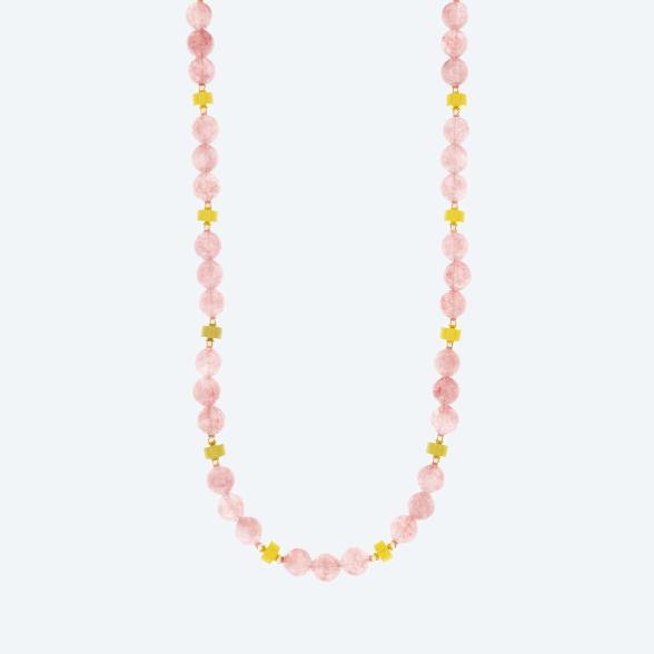 Collier Quarz pink, grün Magnetverschluß