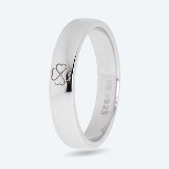 Ring 925 St. Silber rhodiniert Kleeblatt