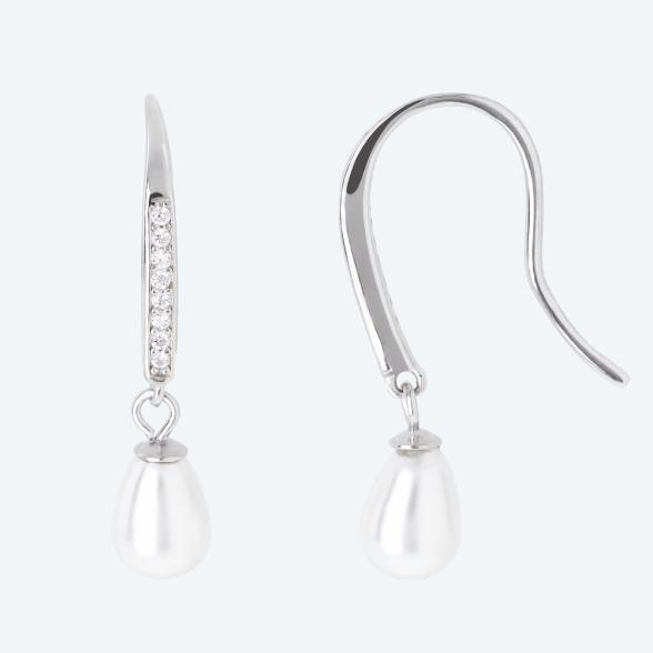 Ohrhänger 925 rhodiniert Muschelkernperle weiß