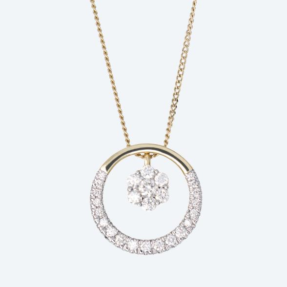 Anhänger mit Kette 375 Gelbgold Kanada Brillanten