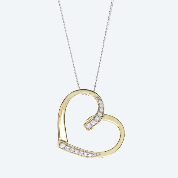 Herzanhänger+Kette 925 vergoldet Kanada Brillanten