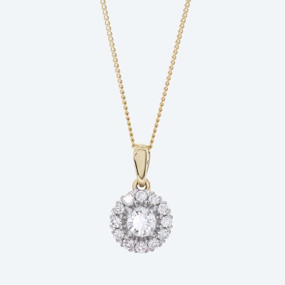 Anhänger mit Kette 375 Gelbgold Kanada Brillanten