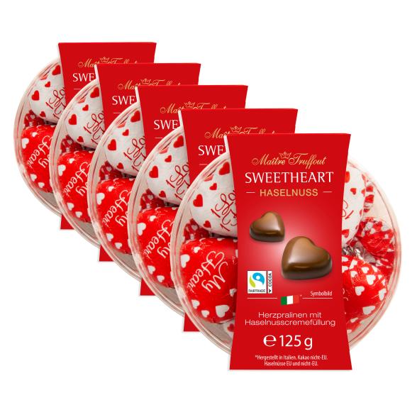 Herzpralinen mit Haselnusscremefüllung 125g 5er Se