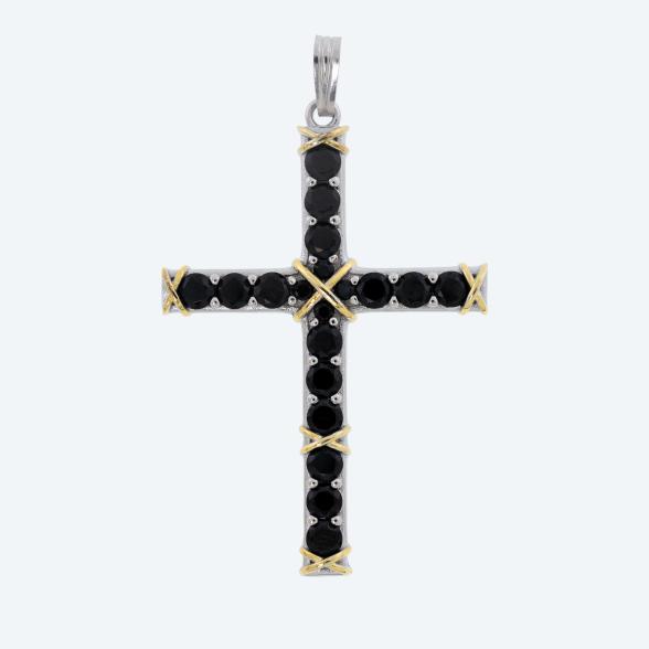 Kreuzanhänger 925 Silber bicolor Spinell