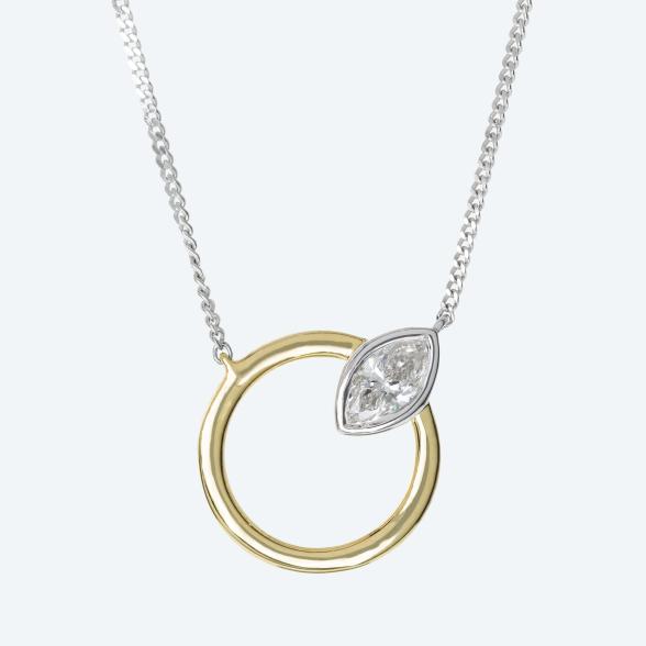 LG Mittelteil-Collier 925 Silber bicolor Diamant