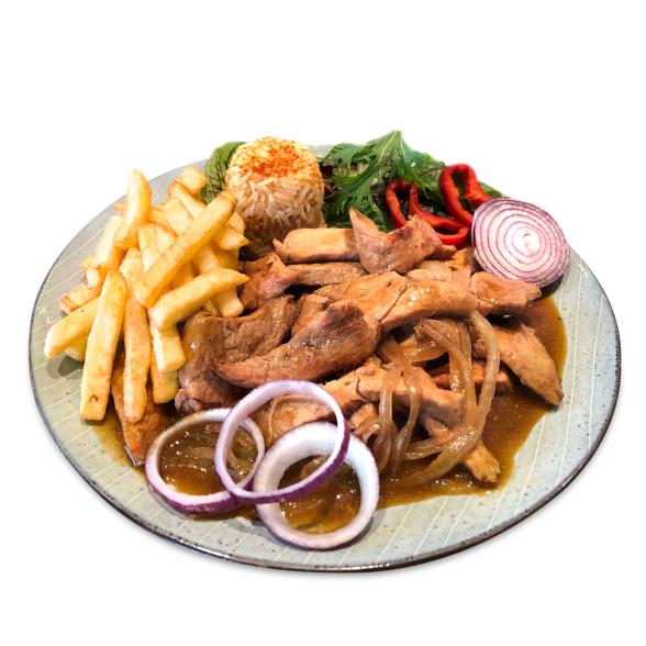 Gyros in deftiger Soße