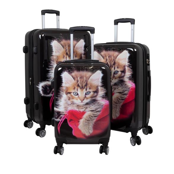 3-teiliges Polycarbonat-Kofferset 'Katzenbaby'