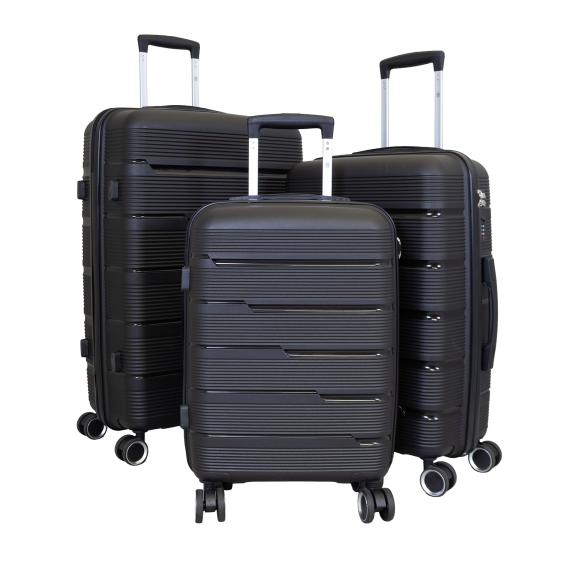 4251782485233 - 3-teiliges Polypropylen-Kofferset Aruba schwarz