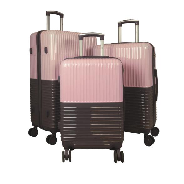 4251782484878 - 3-teiliges ABS Polycar-Kofferset Riga rosa-grau